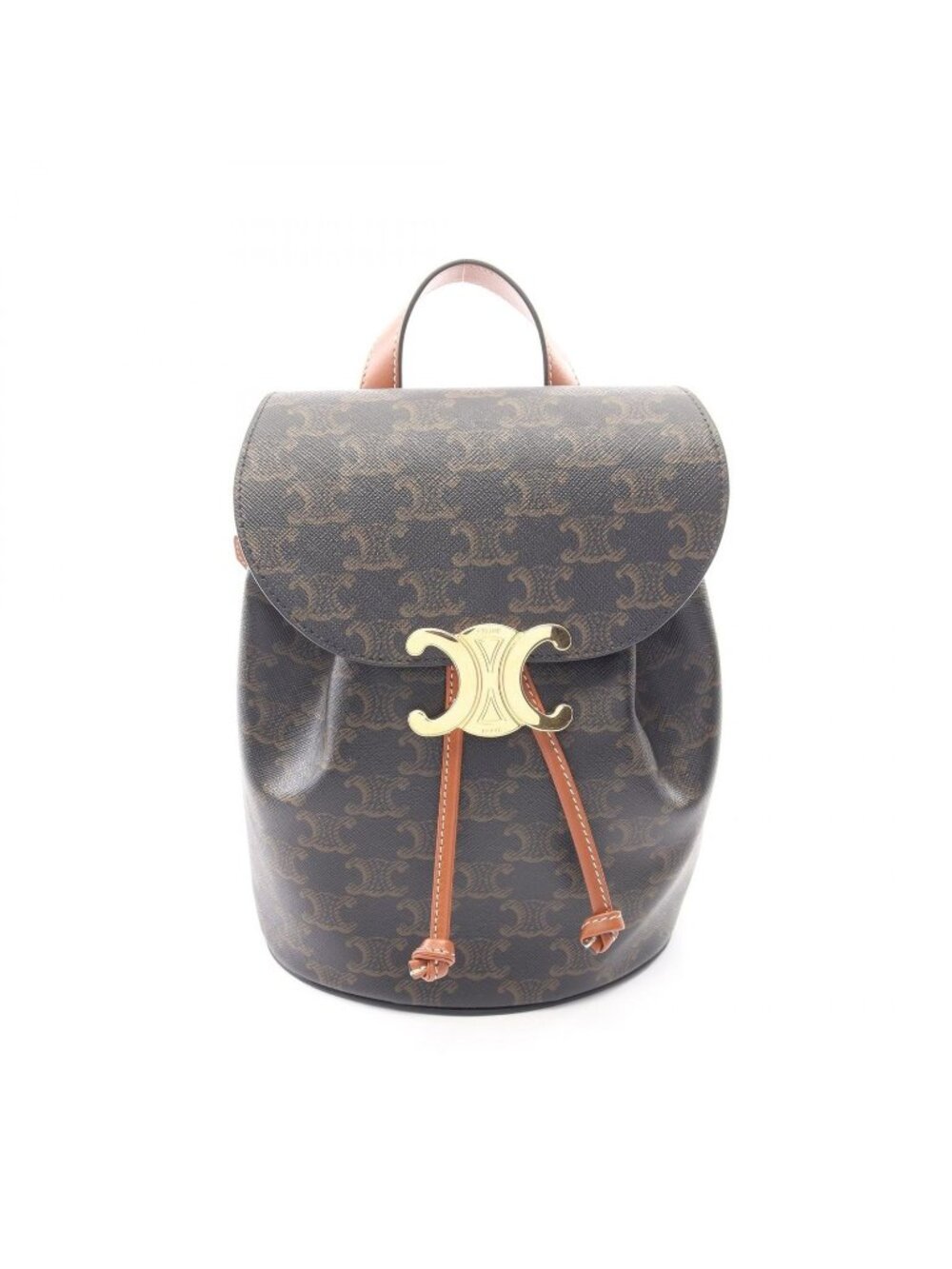 Celine Backpack Bonnie Triomphe Brown Black Leather